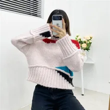 

Women's bottoming shirt autumn and winter fashion high-necked long-sleeved sweet and loose women's warm pullover sweater sweater