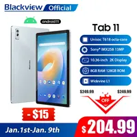 Blackview-Tableta con pantalla 2K de 10,36 pulgadas, Tablet PC con Android 11, 2000x1200, 8GB de RAM, 128GB de ROM, Wifi Dual, 6580mAh, Unisoc T618 Octa Core