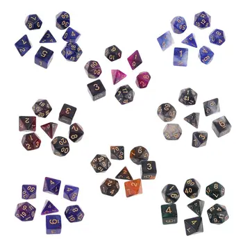 

7pcs/set Dichromatic D4 D6 D8 D10 D12 D20 Polyhedral Dices Number Dials Desktop Table Board Playing Game