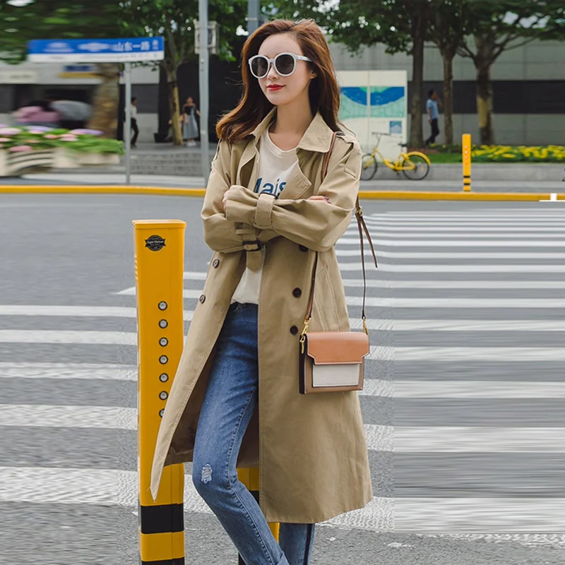 

Trench Female Long Section 2020 Autumn New Long Section Over The Knee Khaki Spring And Autumn Coat