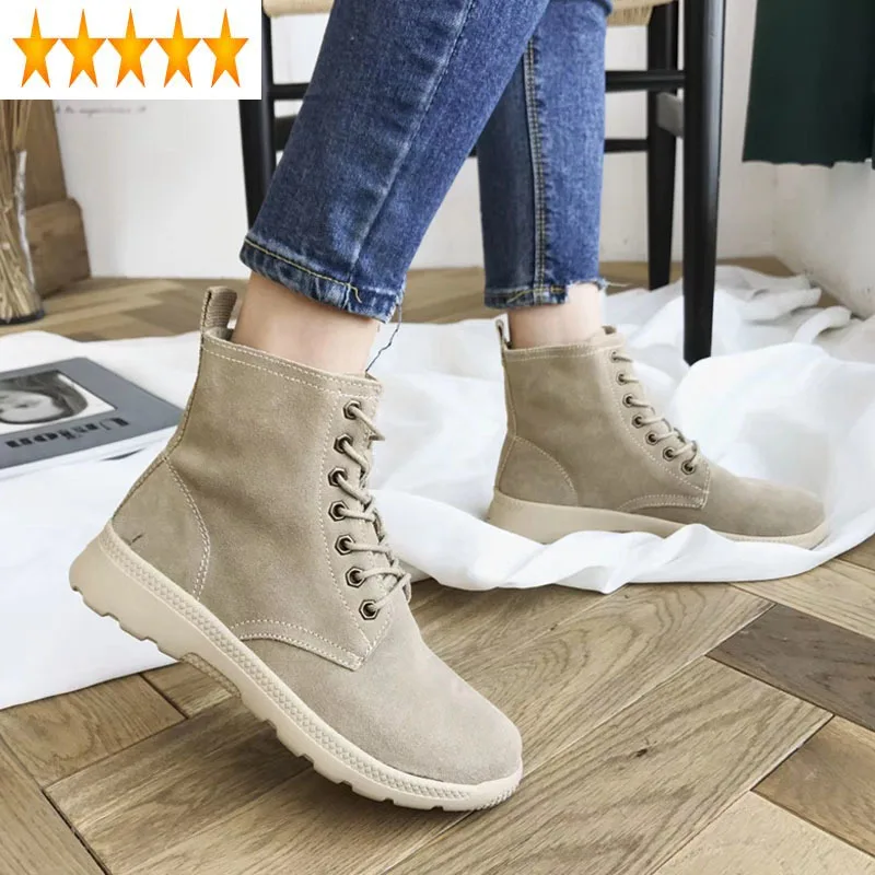 

Bottom Fashion Thick Lace Up Classic Ankle Women Autumn Footwear Wedges Leather Shoes Female Vintage Casual Short Boots