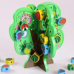 Детские деревянные бусины игрушки DIY фруктовое дерево доска фрукты шнуровка нанизывание BeadsToy дети нитка Бисер для игр Монтессори игрушки