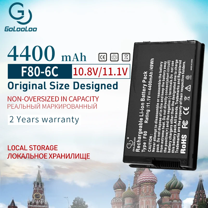 Golooloo Аккумулятор для ноутбука ASUS F8 F80 F80H F80A F80S F80Q F80L F80M F81 F81SE X82SE F83 F50S X61 X61W X61S X61GX X61SL X61Z