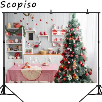 

Scopiso Christmas Tree Background Kitchen Photo Studio Child Cook Backdrop Photobooth Photocall Photography Photo Studio Props