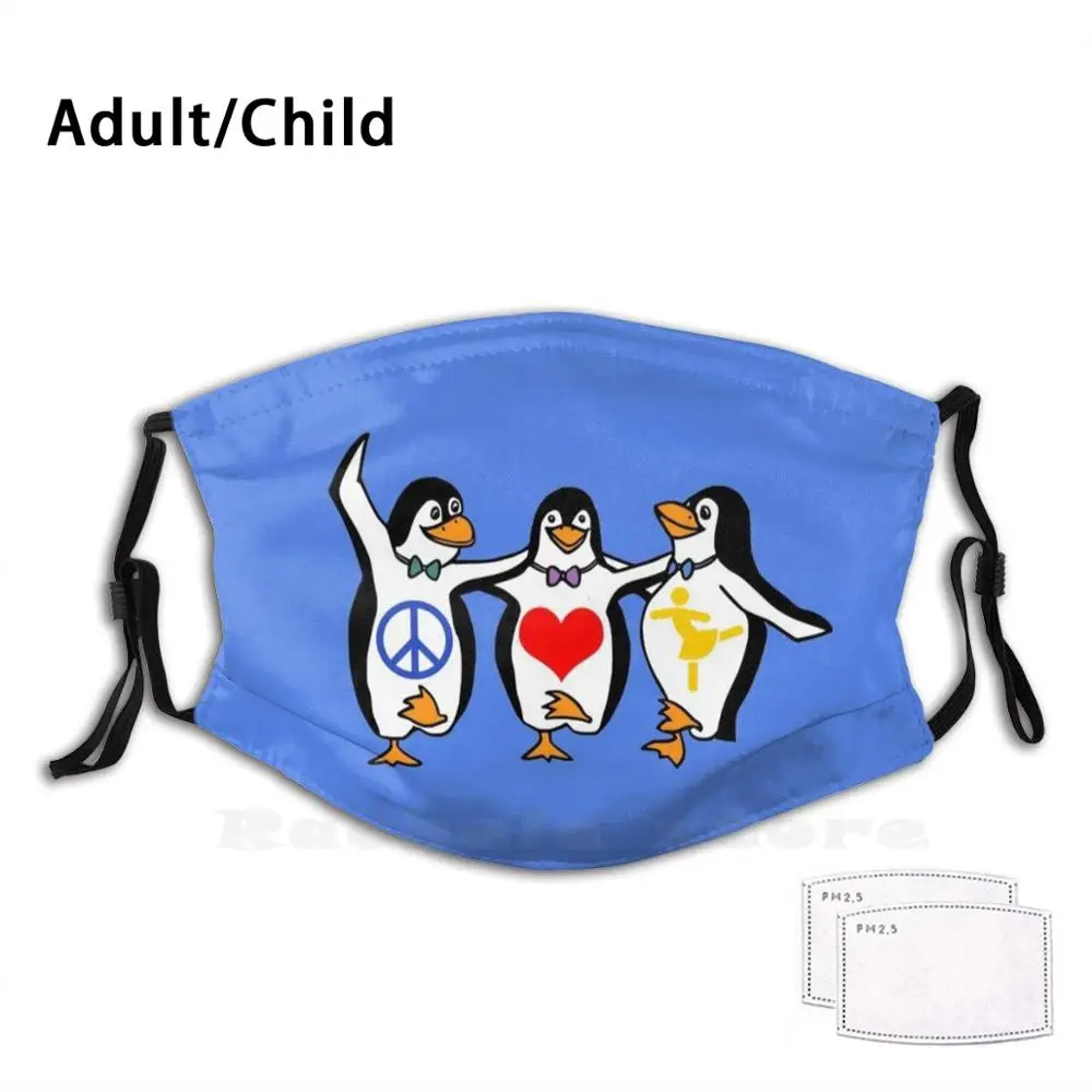 Happy Penguins Peacelove dance моющийся фильтр с принтом Пылезащитная маска для рта