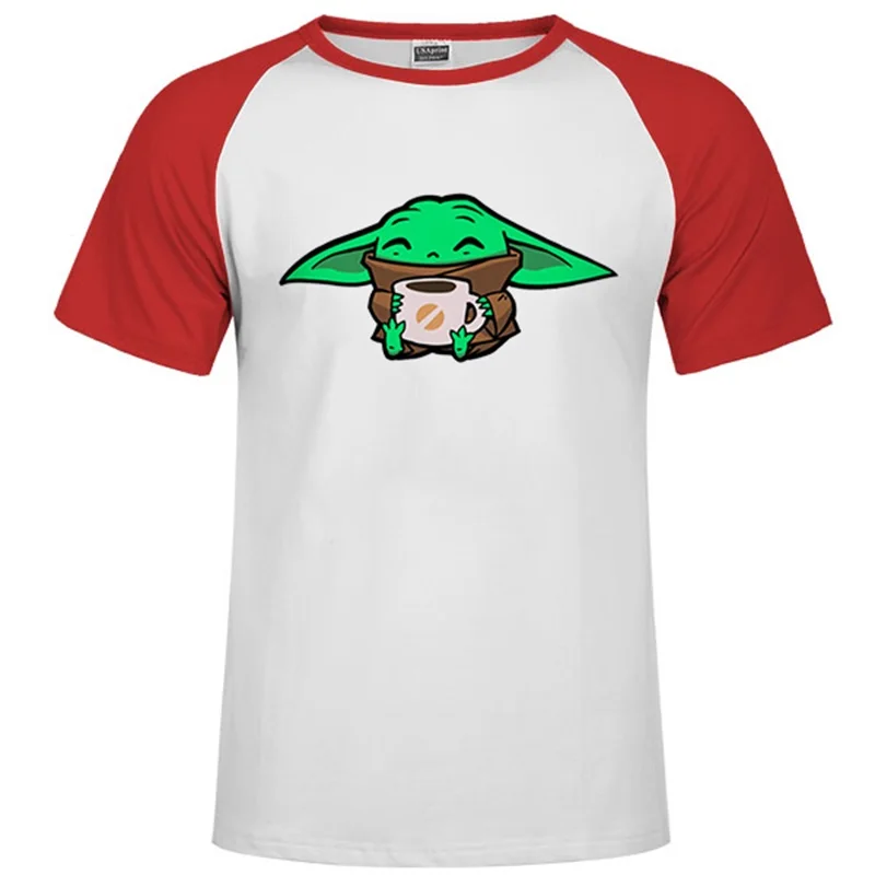 Raglan red 81 Коллекция года, Мужская футболка с принтом «Звездные войны» Рождественская футболка с изображением мандалориана для малышей, Йоды крутая белая уличная футболка в стиле Харадзюку - Цвет: Raglan red 81