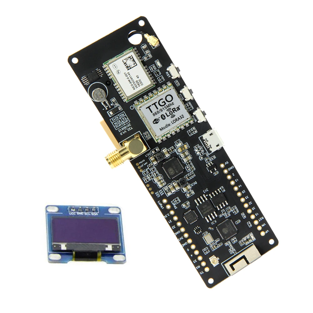 TTGO Т-образной балки ESP32 433/868/915 МГц Wi-Fi Беспроводной Bluetooth модуль ESP 32 gps NEO-6M SMA LORA 32 18650 Батарея держатель с органическим светодиодом