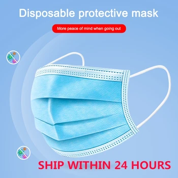

In Stock! mouth Face Mask Disposable Non wove Melt Blown 3 Layer Ply Filter Breathable Mask Earloops Masks Mascarilla Fast Ship