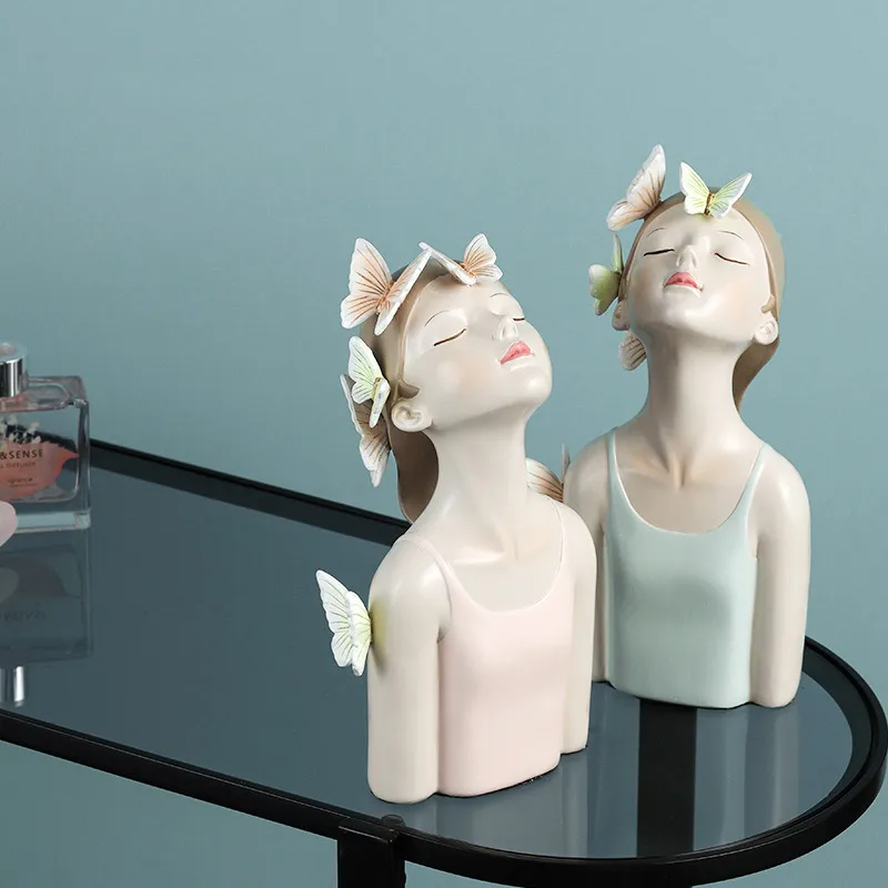 

Современная скульптура из смолы в виде бабочки и девушки, украшение для дома в виде сердца и принцессы, Сказочная статуя, подарок на день Святого Валентина