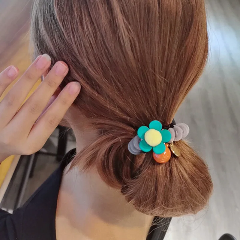 60 шт./лот DIY простой мульти Плюшевый цветок телефонное кольцо резинка эластичность бесследные резинки для волос инструмент для укладки аксессуар HA1685