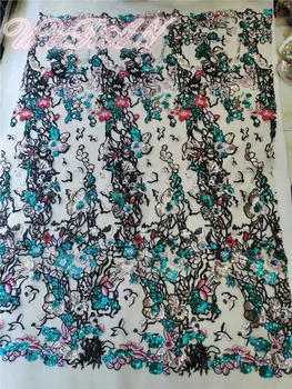 

Nigerian lace fabric 2019 High Quality Lace African embroidered Tulle Fabric with sequins for party