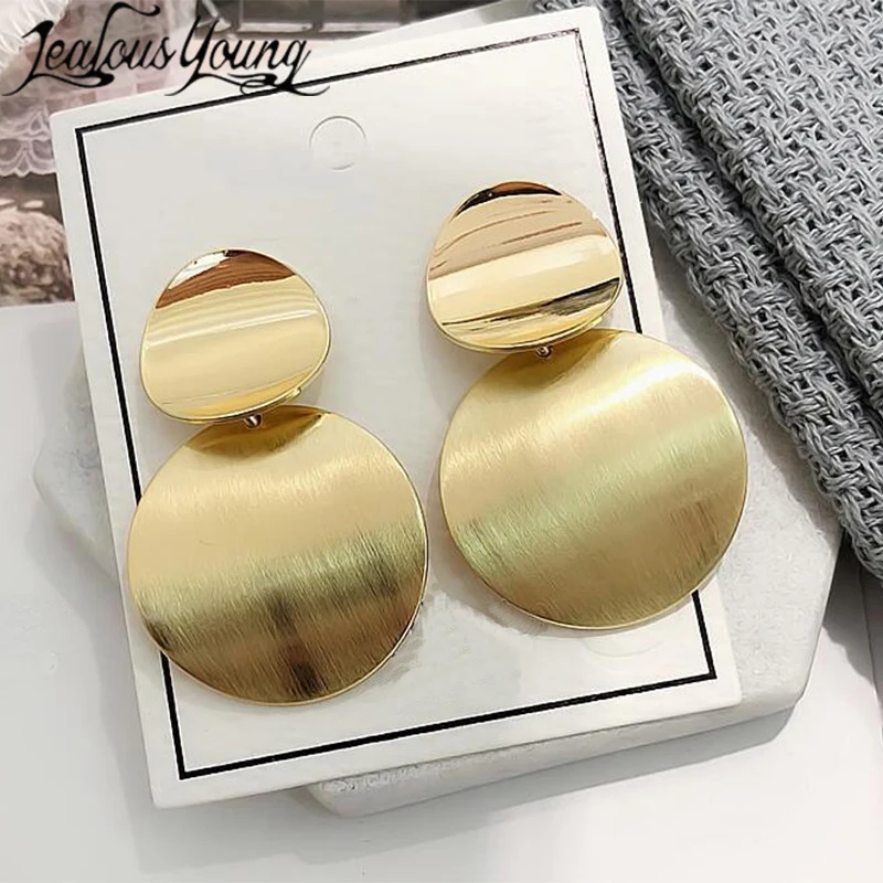 НОВЫЕ геометрические корейские серьги для женщин 2019 большие круглые золотые в