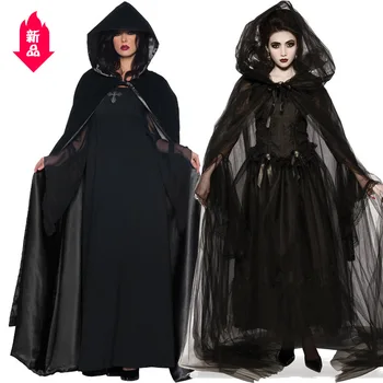 

Halloween Death Hell Goddess Witch Devil Vampire Uniform Long Skirt Black Skirt Ball Party