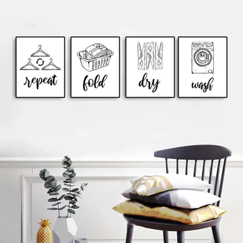 

Laeacco Canvas Calligraphy Painting Wash Dry Fold Repeat Clean Posters and Prints Wall Pictures for Living Room Home Decoration