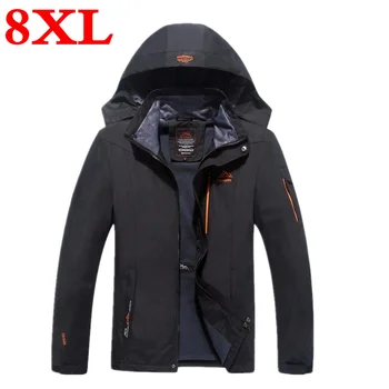 

new Plus size 8XL 7XL 6XL 5XL Men's Jackets Waterproof Spring Hooded Coats Men Outerwear Army Solid Casual Brand Male Clothing
