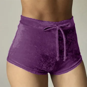 

Velvet Drawstring Summer Indoor Shorts Women Sexy Skinny Plus Size Chamber Shorts Female Casual High Waist Soft Short Ladies