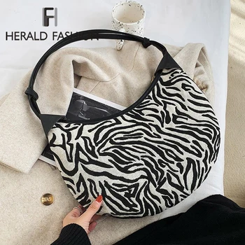 

Zebra Pattern Women's Shoulder Bag 2021 Large Capacity Soft Canvas Zipper Handbag Female Simple Designer Crossbody bags bolsa