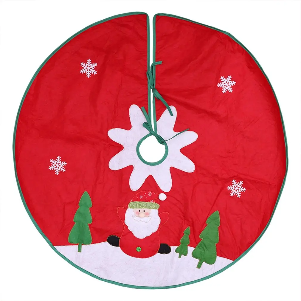 

90CM 1Pcs Non-woven Christmas Tree Christmas Decorations for Home Red And White Snowflakes Skirt