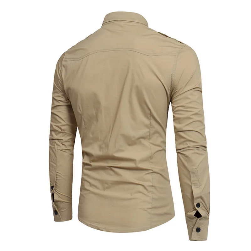 Oeak мужская рубашка-карго, хлопковая, однотонная, с длинными рукавами, Повседневная рубашка, новая, в стиле милитари, весенне-осенняя, тонкая мужская рубашка Camisa masculina