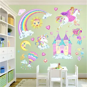 

Large Princess Castle Fairy Unicorn Children's Room Wall Stickers Decoration