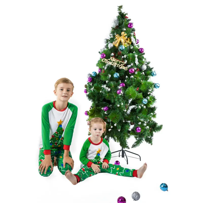 Семейная одежда новогоднее; рождественское пижамы "деревья" подходящая друг к другу одежда плюс для девочек, одежда для сна для мальчиков мама семейная Одежда для взрослых и детей Рождество
