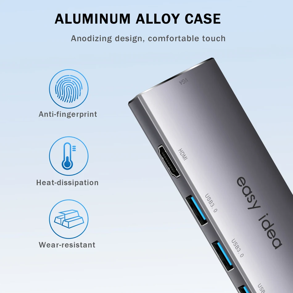 USB C концентратор type C концентратор адаптер Мульти USB 3,0 разветвитель USB-C концентратор HDMI VGA порт несколько USB 3,1 Hab расширитель для MacBook Pro
