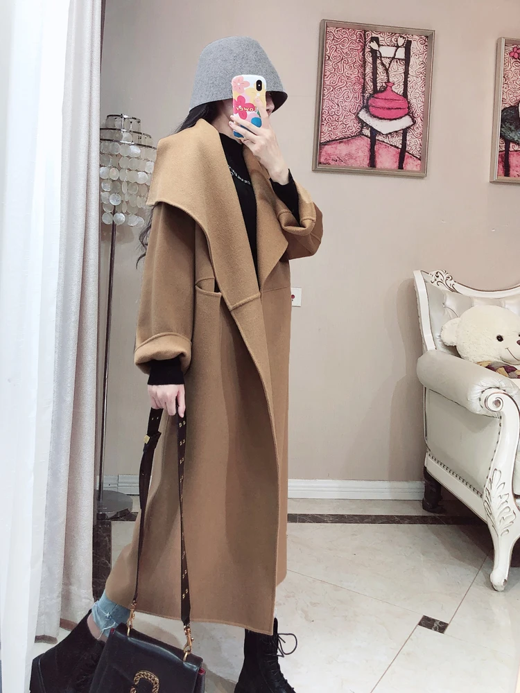 Модное зимнее женское шерстяное пальто средней длины, Классическая свободная длинная куртка, повседневная женская верхняя одежда, дикая стильная