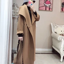 Модное зимнее женское шерстяное пальто средней длины, Классическая свободная длинная куртка, повседневная женская верхняя одежда, дикая стильная