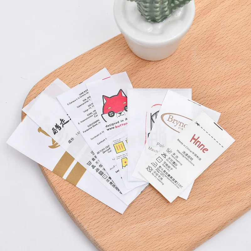 

Care Labels, Custom Printed Satin Tags with your Logo, Sew in Collar or Seam, Fabric Garment Apparel Label Personalized Design S