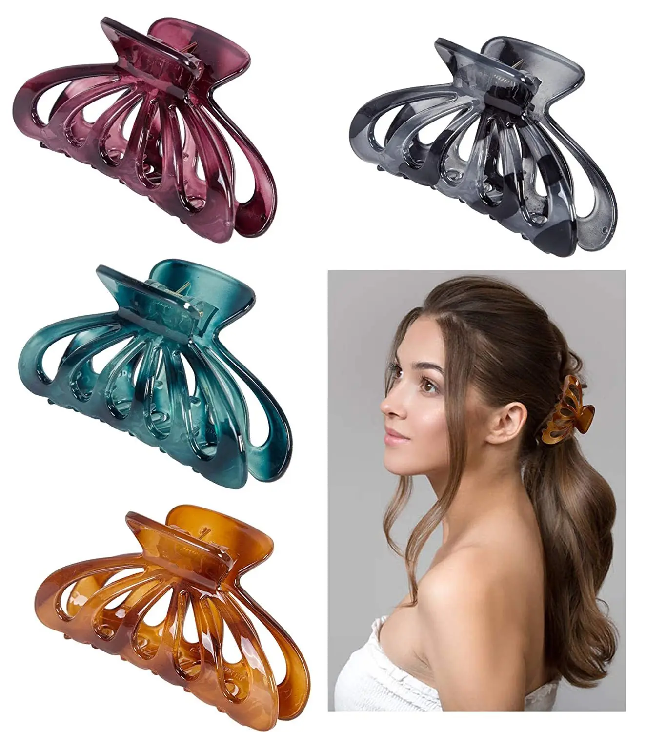 2021 Newest Crabs for Hair Quality Thickend Plastic Hair Claw Clips Transparent Hollow Hair Clips Vintage Headwear Accessories tricolor filament pla 1 75mm silk filaments pla 1kg 500g 250g 3d printer plastic material multicolor filamento strength newest