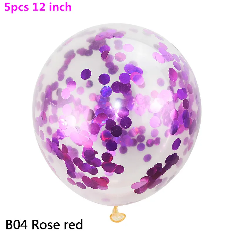 5 шт./лот, 12 дюймов, конфетти, воздушные шары, прозрачные шары, для вечеринки, свадьбы, вечеринки, украшения, для детей, для дня рождения, для вечеринок, воздушные шары, игрушки - Цвет: B04 Rose red