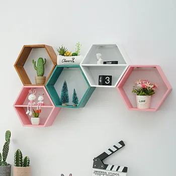 

Floating Shelf Living Room Wall-Mounted Geometric Punch-Free Wall Decoration Bathroom Wall Shelf Mural Decorative Frame Living