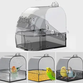 

Multifunction Hanging Bird Bath Cage Adjustable Large with Clear View Transparent Pet Parrot Bath Accessories Bird Supplies C42