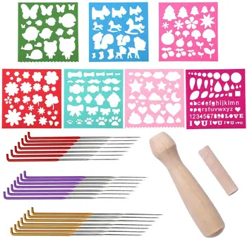 

Nonvor Needle Felting Supplies, 21Pcs Color Felting Needles, 7Pcs Color Wool Felt Molds, Needle Felting Foam Wooden Handle