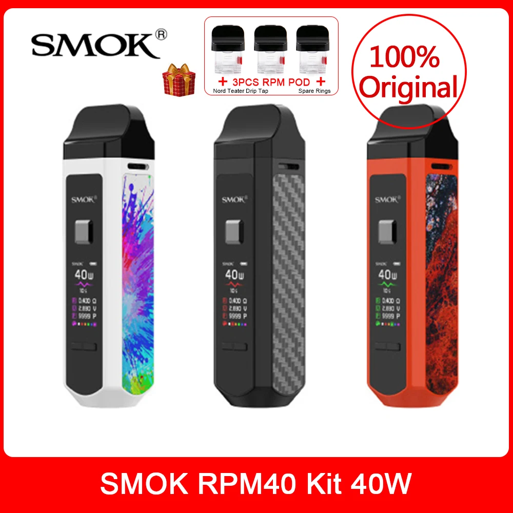 

Original SMOK RPM40 Kit 40W 4.3ml&4.5ml RPM Pod Mesh Nord Dc coil 0.96inch TFT Screen 1500mAh Battery E-Cigarette Vaporizer