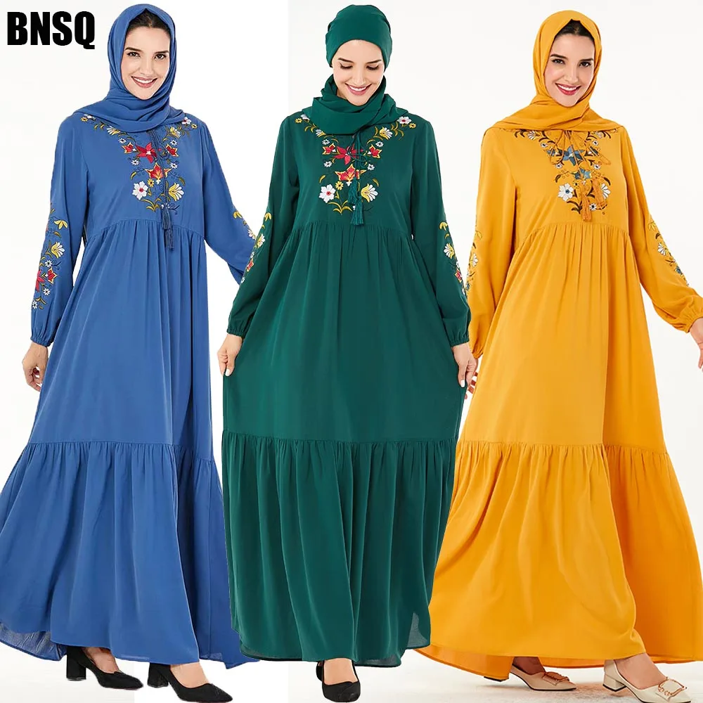 BNSQ мусульманское женское платье хиджаб с длинным рукавом макси abaya jalabiya брикет