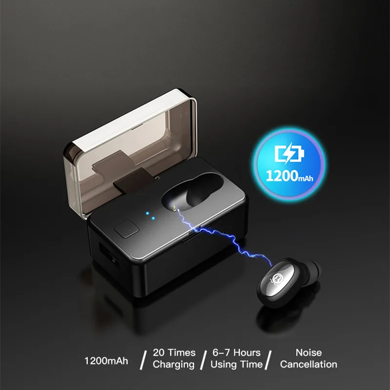 TWS bluetooth наушники беспроводные мини гарнитура с одним ухом зарядка для телефона