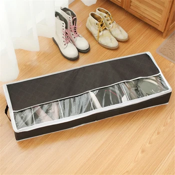 

Folding Visible Shoe Box Multi-function Clothes Shoe Boots Organizer Box With Partition Home Bed Bottom Shoes Storage Cases