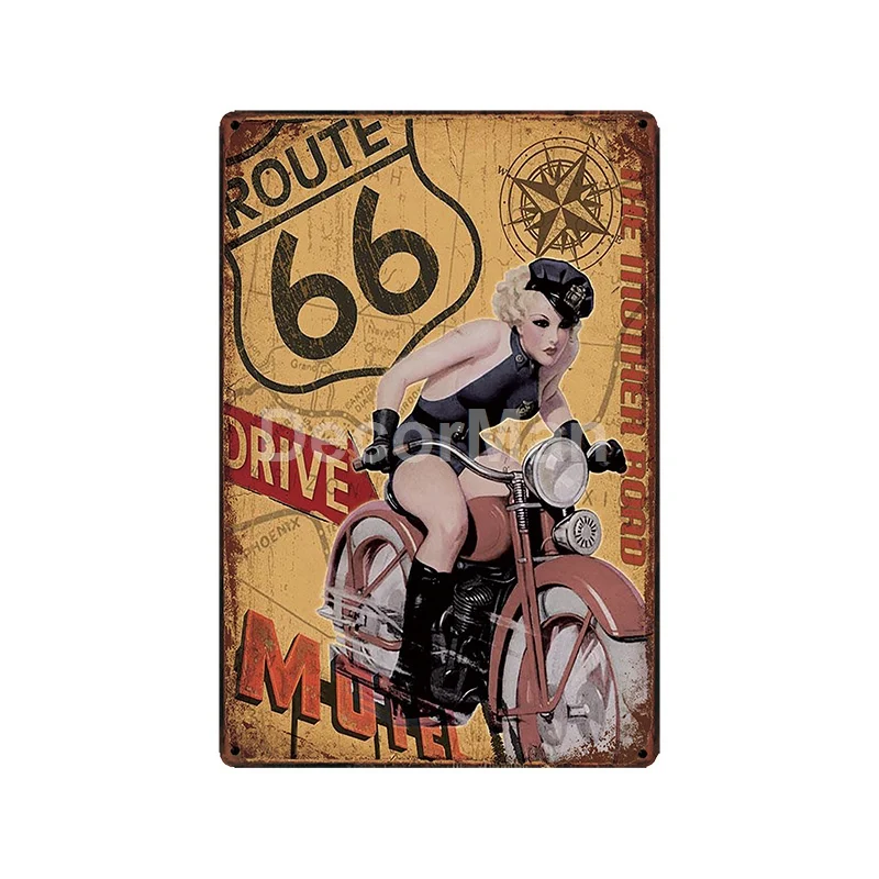 [DecorMan] мотоциклы Garage BSA сексуальная леди вывеска на стену на заказ плакат Route 66 Металлические Картины Бар Декор LT-1799 - Цвет: GLA-6019
