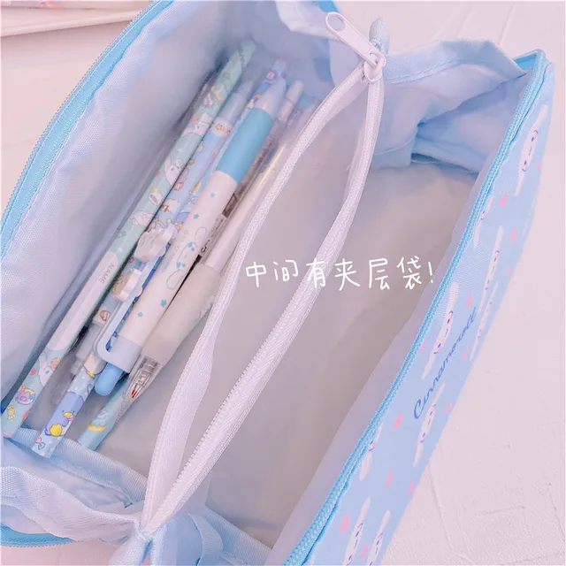 Cosmetic Bag Cute Pink Pencil Case Kuromier Kawaii Anime Bag Japanese Style Cartoon Gifts for Girl Student High Capacity Purple 4