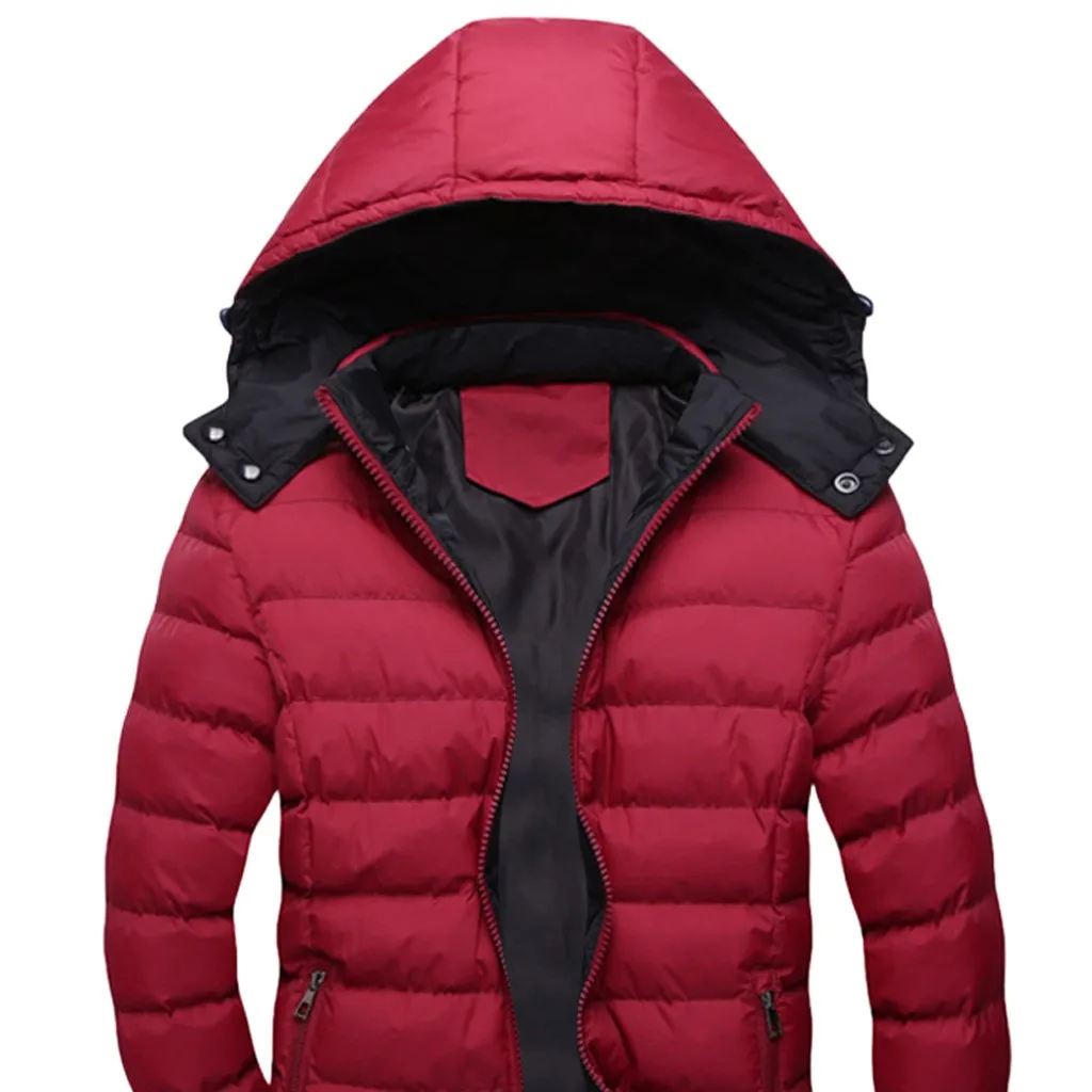 Мужская куртка-пуховик зимняя новая мужская повседневная верхняя одежда с капюшоном пальто однотонная теплая куртка с капюшоном на молнии с длинными рукавами стильный пиджак Aug27