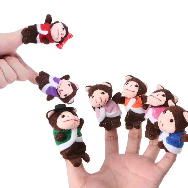 7Pcs Cartoon Animal Monkey Dolls Finger Puppets Set Mini Plush Baby Boys Girls Story Telling Hand Cloth Doll Educational Toys 1