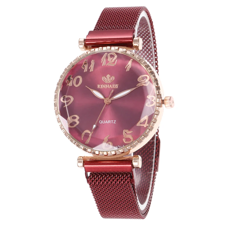 Кварцевые часы, роскошные женские часы, магнитный браслет, женские кварцевые часы с большим номером, модные женские кварцевые наручные часы