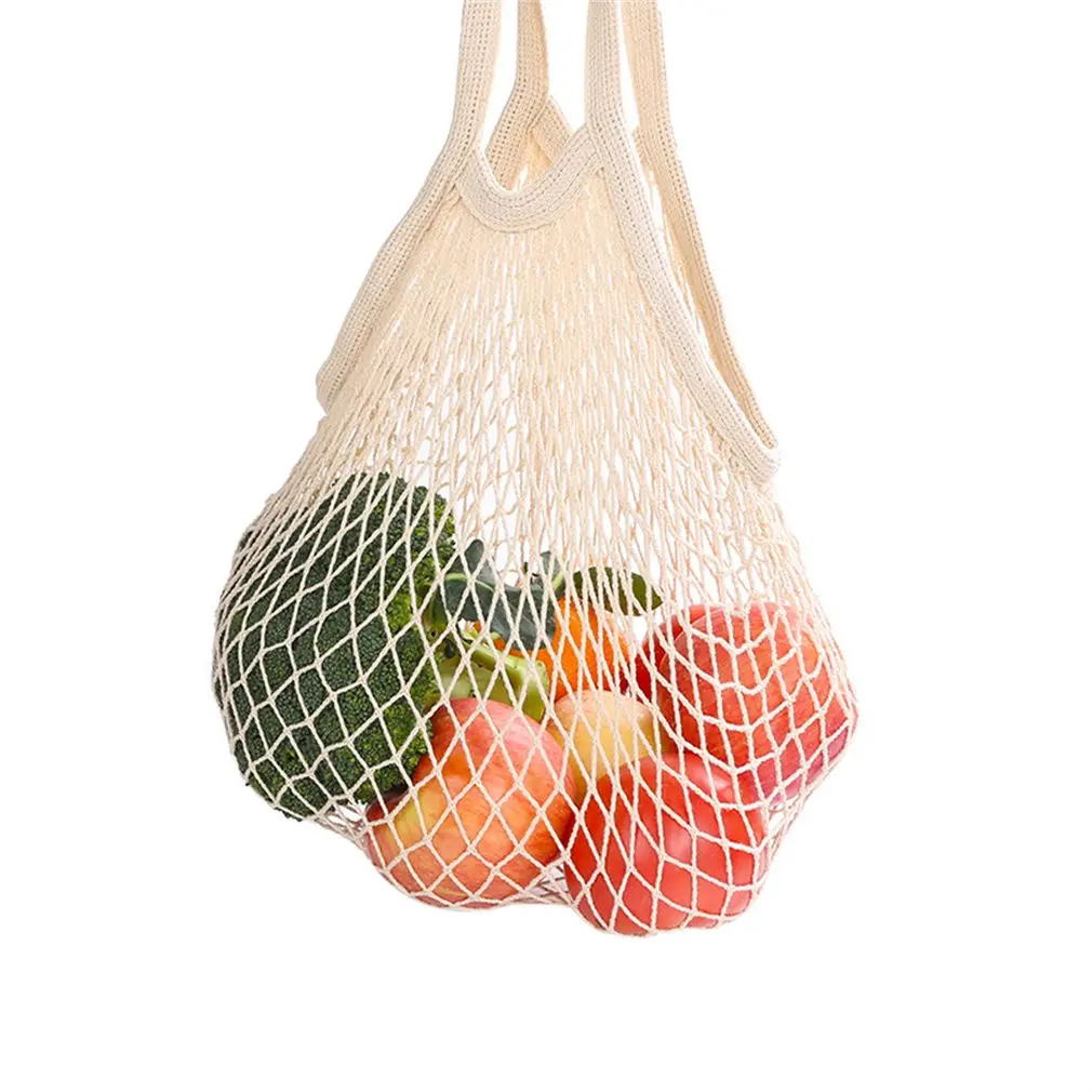 Reusable Cotton Mesh Produce Bags Fruit Vegetables Storage Bag Drawstring Shopping Bag