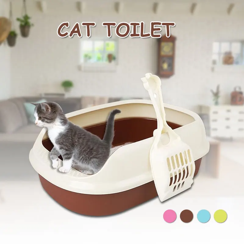 Пластиковая коробка для туалета, домашняя Милая коробка для кошачьего туалета, устойчивая к взлому, для собак, устойчивая к осколкам, товары для домашних животных
