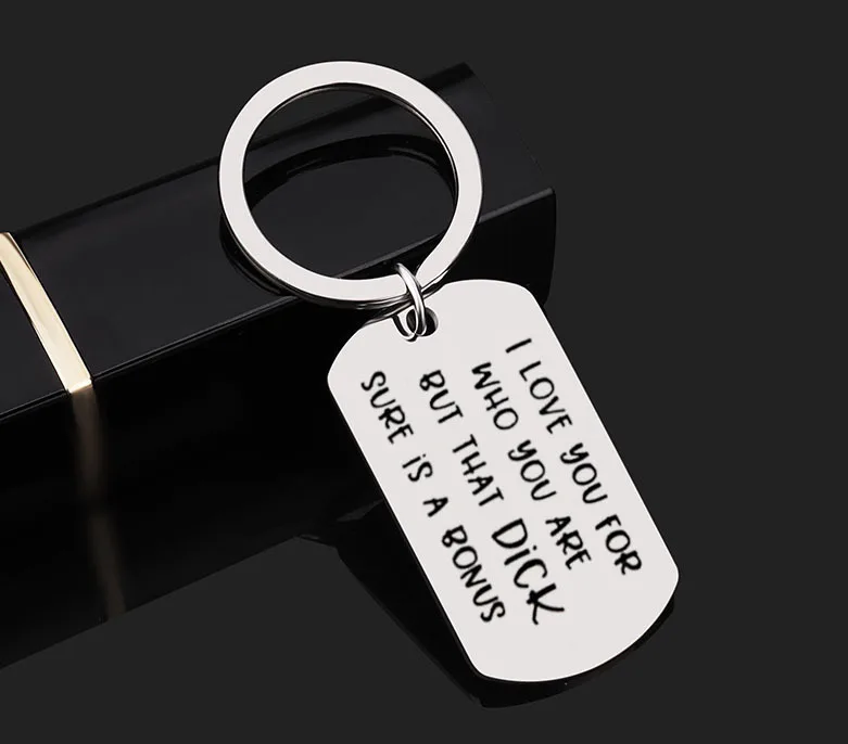 

12PC I Love You For Who You Are But That Dick Sure Is A Bonus Key Chain Couples Lovers Keyring Anniversary Gifts Jewelry Fashion