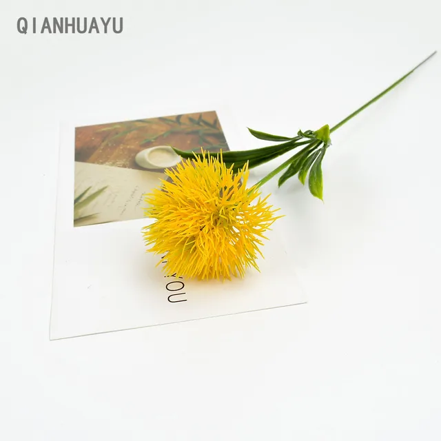 1/5Pcs 25Cm Silk Dandelion Flowers Bouquets Decorative Plastic Fake  Wholesale Artificial Flowers For Party Wedding Green Decor 1