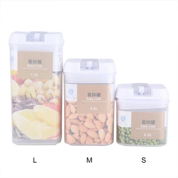 

Transparent Sealed Jars With Buckle Household Food Storage Cans Kitchen Snack Sealed Jars Kichen Storage Bottle