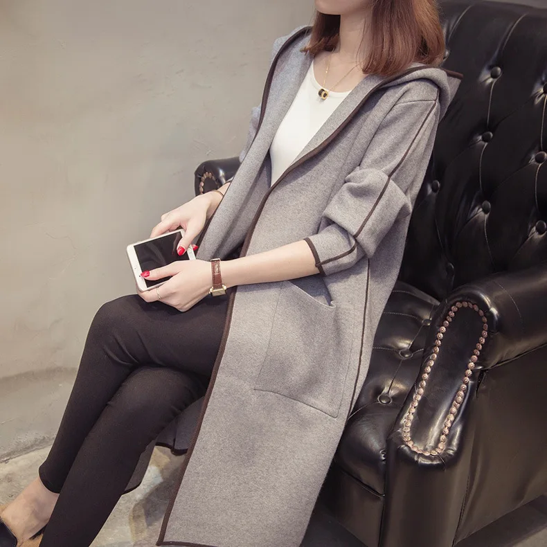

(Not Balling up) Fall And Winter Clothes 2019 New Style Trench Coat Hooded Coat Mid-length Loose-Fit Brushed And Thick Trench Co
