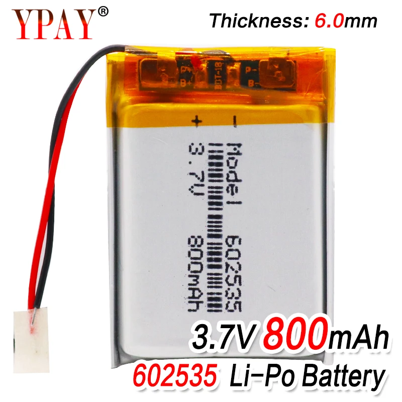 

3.7V 800mAh 602535 Lithium Polymer Li-Po li ion Rechargeable Battery Lipo cells For Car DVR Tachograph Bluetooth speaker